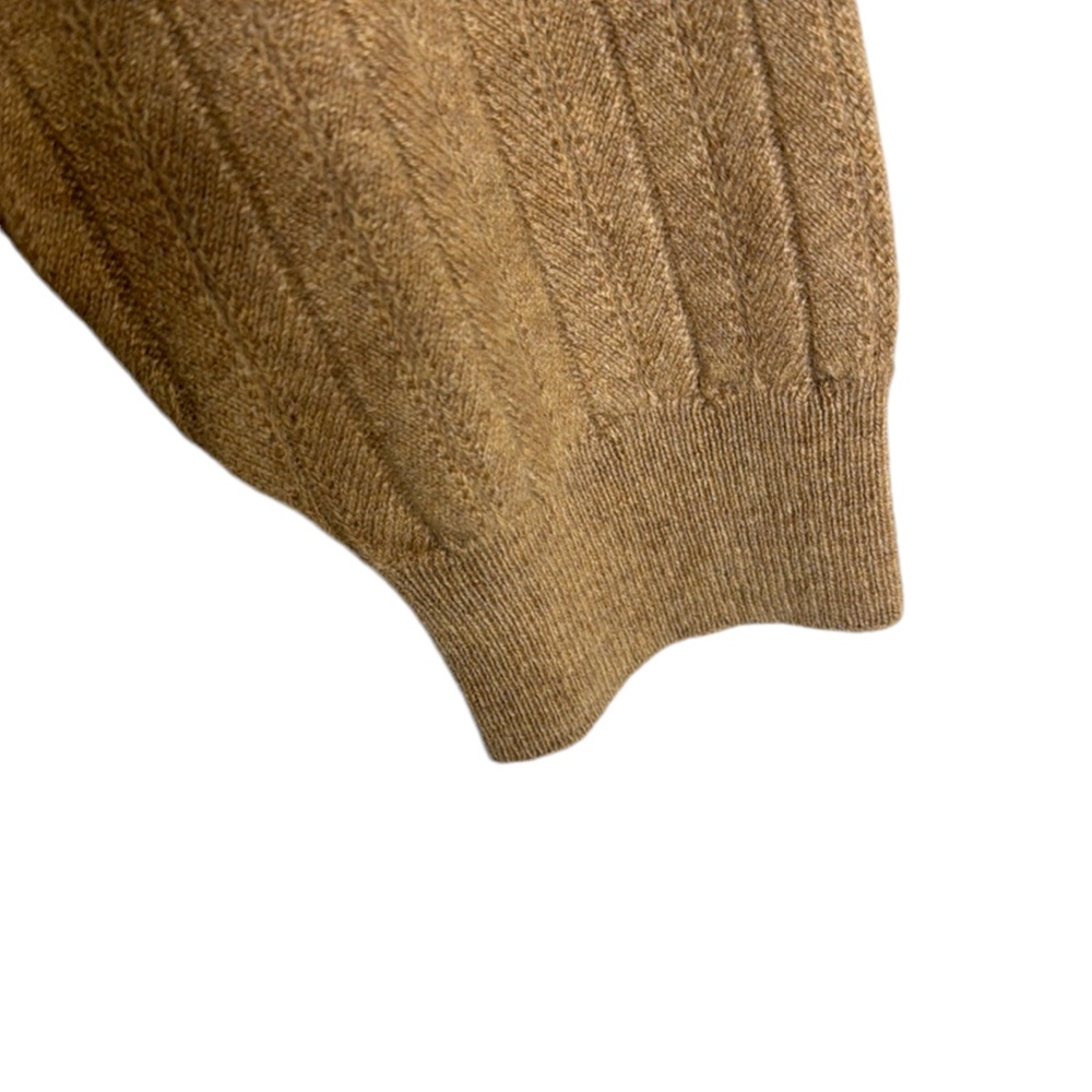 John W Nordstrom Camel Cashmere Sweater Preppy Crew Neck Herringbone Knit XL - Picture 5 of 9